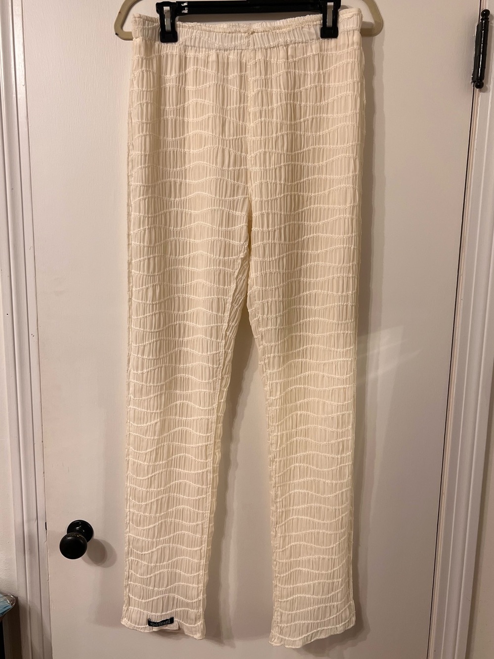 RICKI BRAZIL IVORY SHEER CRINKLE PANTS ✨